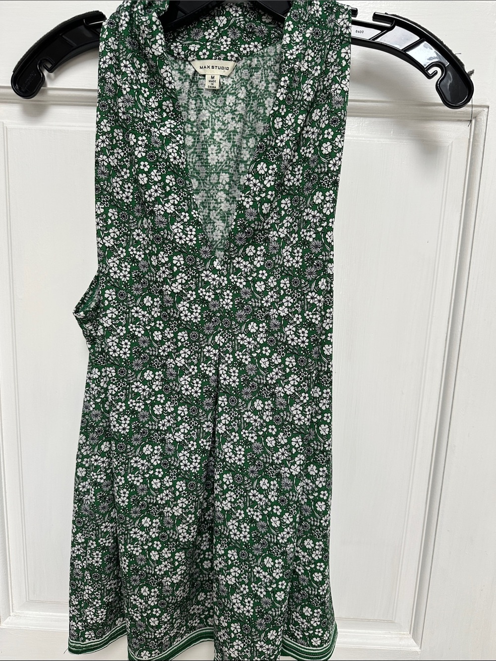 Max Studio Green and White Floral Top